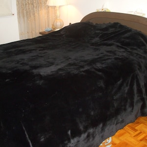 Brand new black sheared beaver fur blanket bed cover throw size 100&quot;x100&quot; custom made