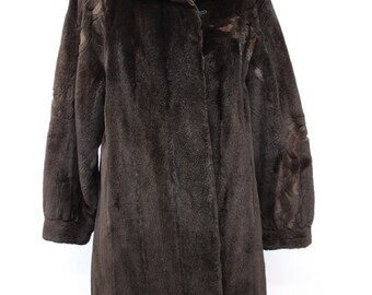 ダークブラウン ランチミンクコート 優れたシアー加工ダークランチミンクファーコートジャケットレディース