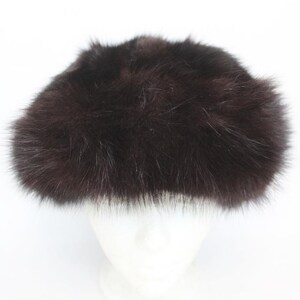 EXCELLENT BLACK/BROWN FOX FUR HAT CAP WOMEN WOMAN SIZE ALL Fox Fur Hat for Women, Winter Hat, Brown Leather Headwear  main image 4