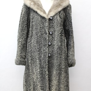 Mint Grau Lamm Astrachan & Nerz Pelz Mantel Jacke Damen Frau Größe 4-6