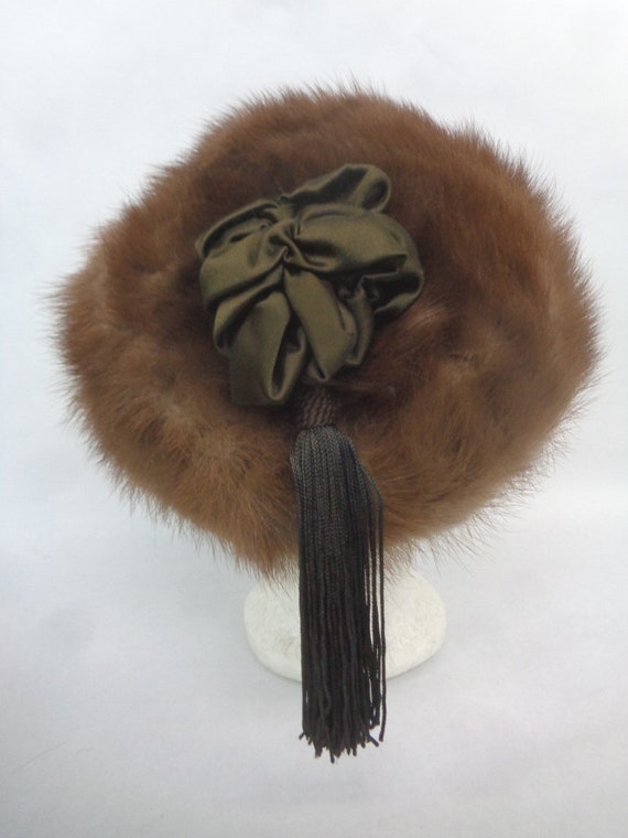 Excellent Canadian Pastel Mink Fur & Fabric Hat C… - image 3