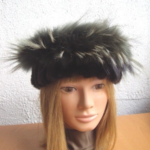 Showroom New Sheared Beaver Finn Raccoon Fur Headband Head Wrap Women Woman 21&quot;