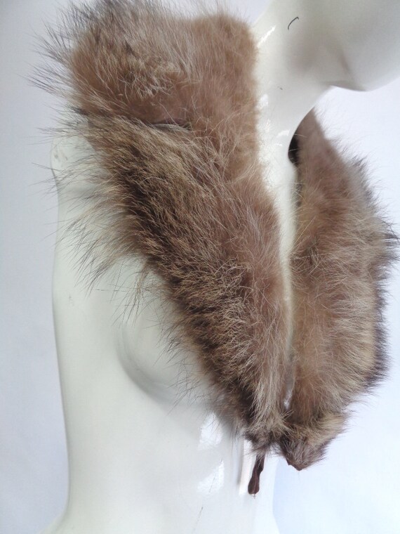 Mint Natural Raccoon Fur Notch Collar Wrap Women … - image 2