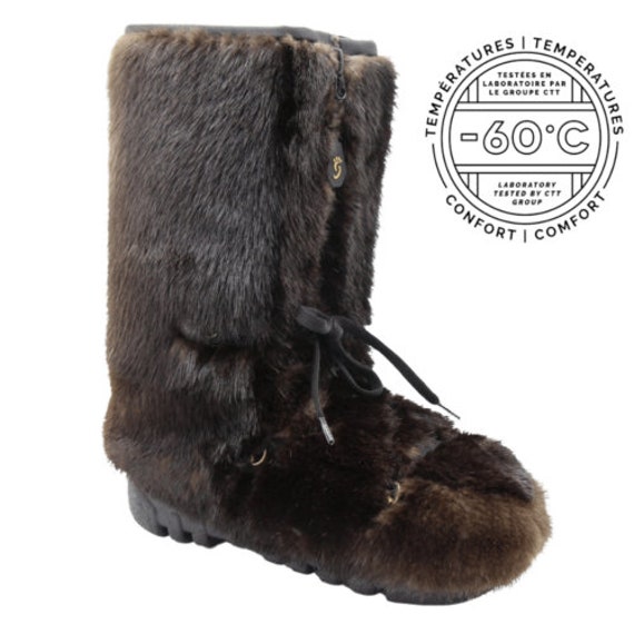 Brand New Natural Brown Arctic Beaver Fur Winter Boots Boot Women