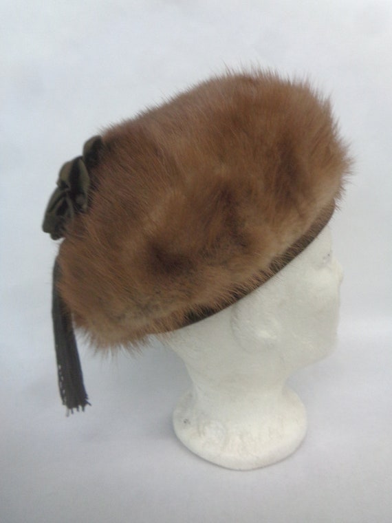Excellent Canadian Pastel Mink Fur & Fabric Hat C… - image 2