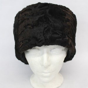 Refurbished New Brown Swakara Lamb Fur Pillbox Style Hat Women Woman Size All