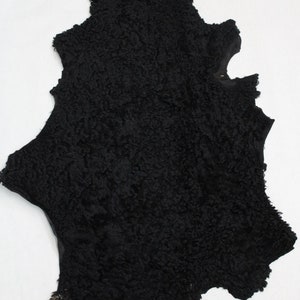 Showroom New Black Lamb Fur Hide Fur Skin Rug Carpet 37&quot; X 24&quot;