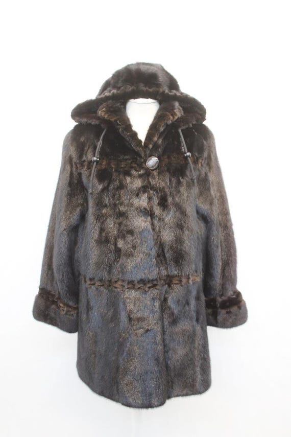 ダークブラウン ランチミンクコート 優れたカナダ産ダークランチブラウンミンクファーコートジャケット