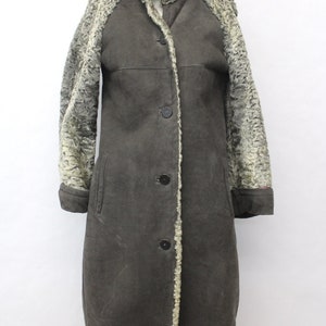 Mint Gray Sheepskin Suede Lamb Fur Coat Jacket Women Woman Size 2 Petite