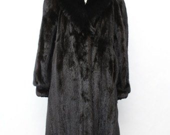 Excellent Dark Ranch Mink & Fox Fur Coat Jacket Women Woman