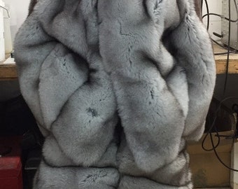 Brand new natural Blue fox double sided fur jacket & pants set w/hood men man size all custom made