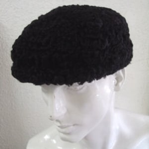 New Refurbished Black Lamb Astrakhan Fur Hat Cap Men Man Sz All