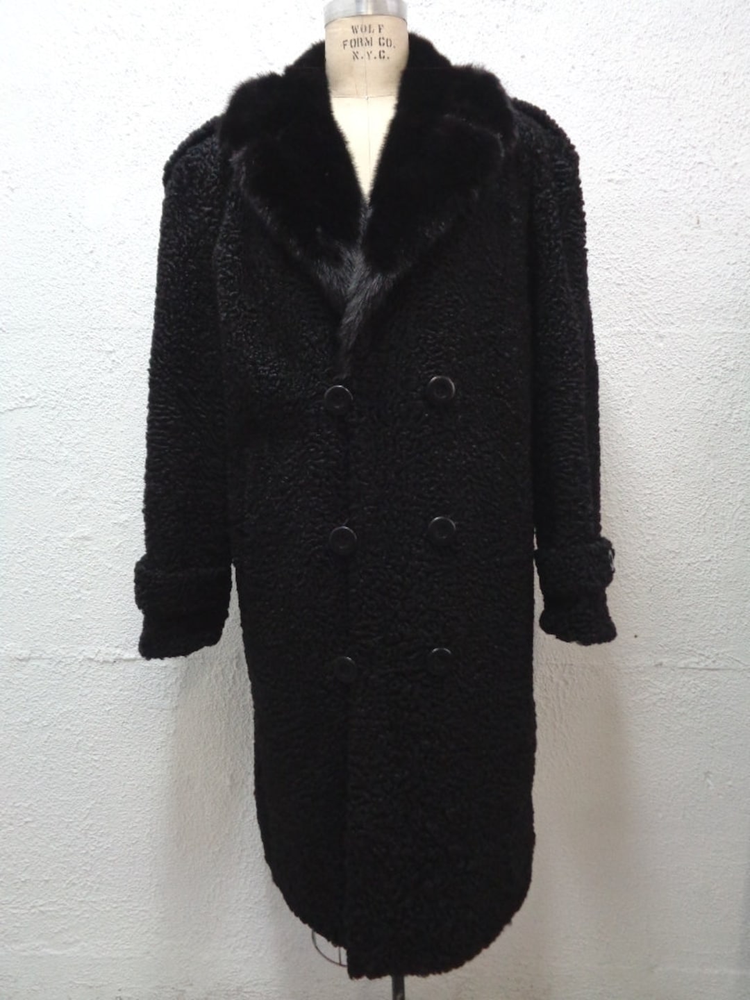 Refurbished New Black Lamb Astrakhan Mink Fur Coat Men Man