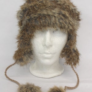 Mint Brown Rabbit Fur Knitted Hat Cap Women Woman Children 20&quot; Xs