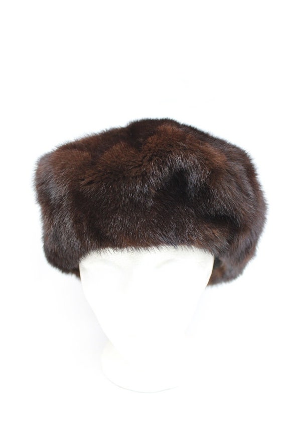 Brown Mink Beret 
Made in Canada Refurbished New Canadian Demi Buff Mink Fur Hat for Women  main image 3