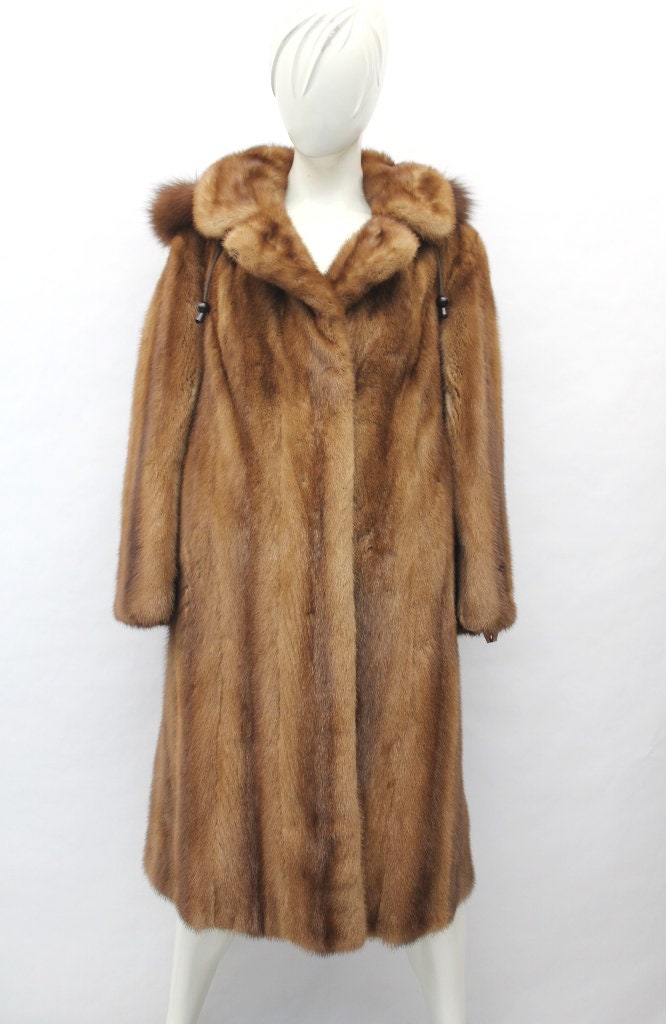 Excellent Demi Buff Mink & Fox Fur Coat Jacket Women Woman Size 8