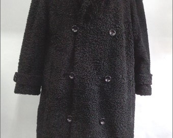 Refurbished New Black Lamb Fur Coat Jacket Men Man Size All Notch Collar