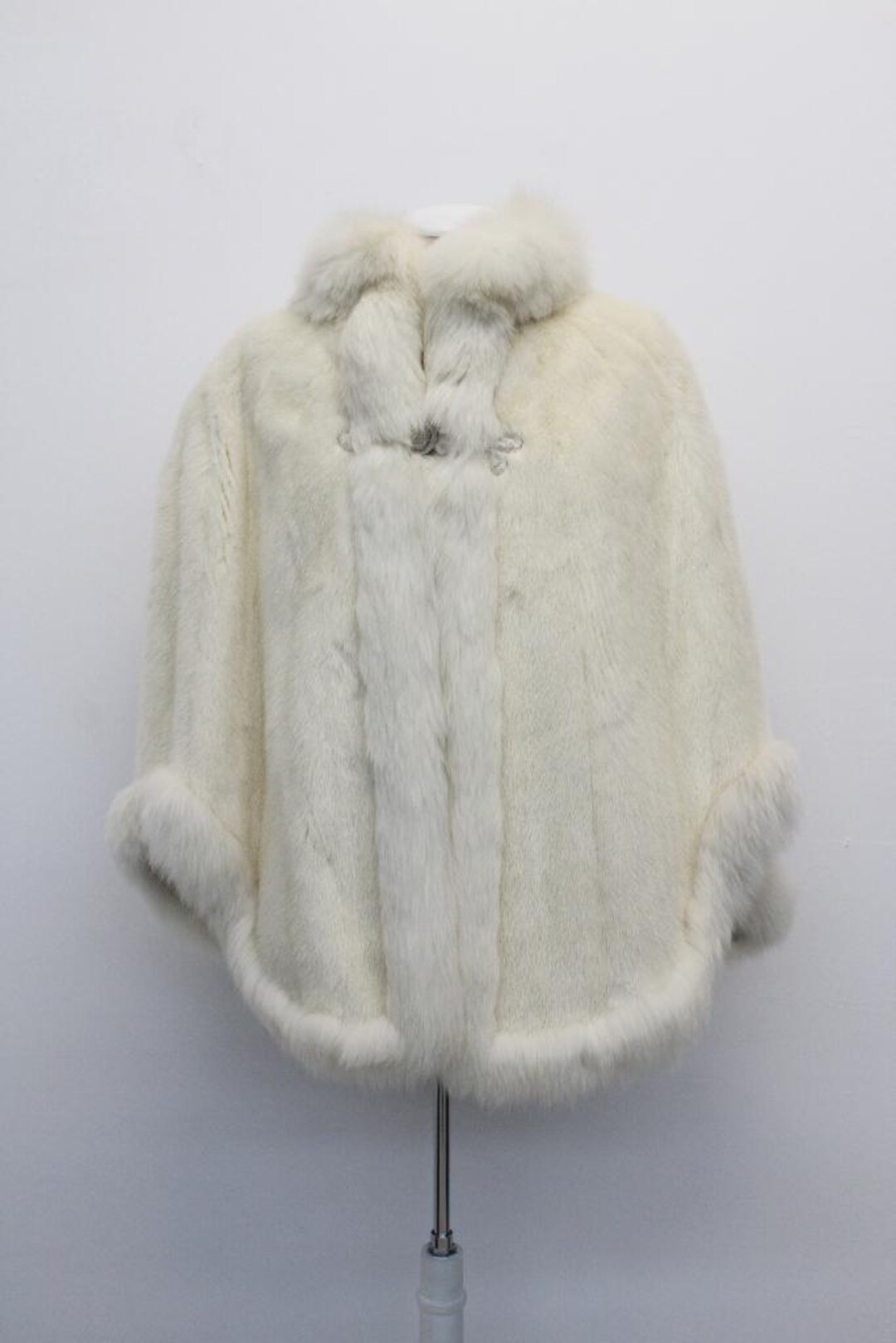 優れたカナダ産ホワイトミンク＆フォックスファーケープ（女性用）S～M