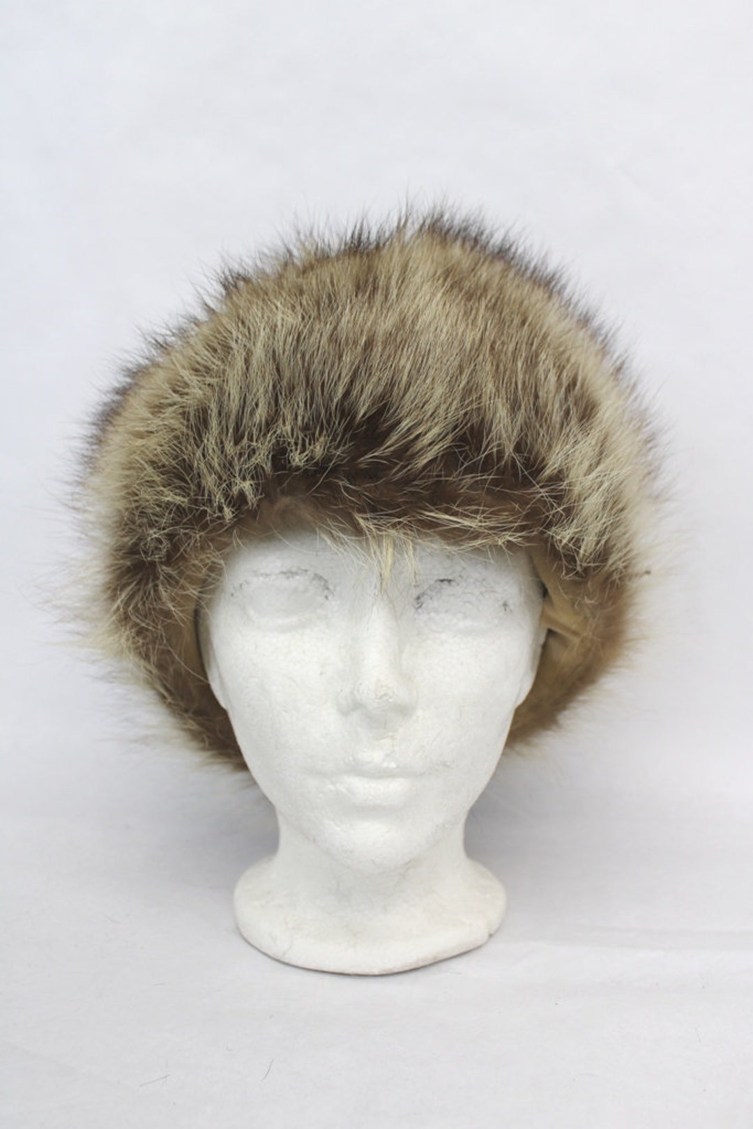 MINT RACCOON FUR HAT CAP WOMEN WOMAN SIZE ALL Mint Fox Fur Hat for Her, Leather Aviator Hat, Real Leather  main image 3