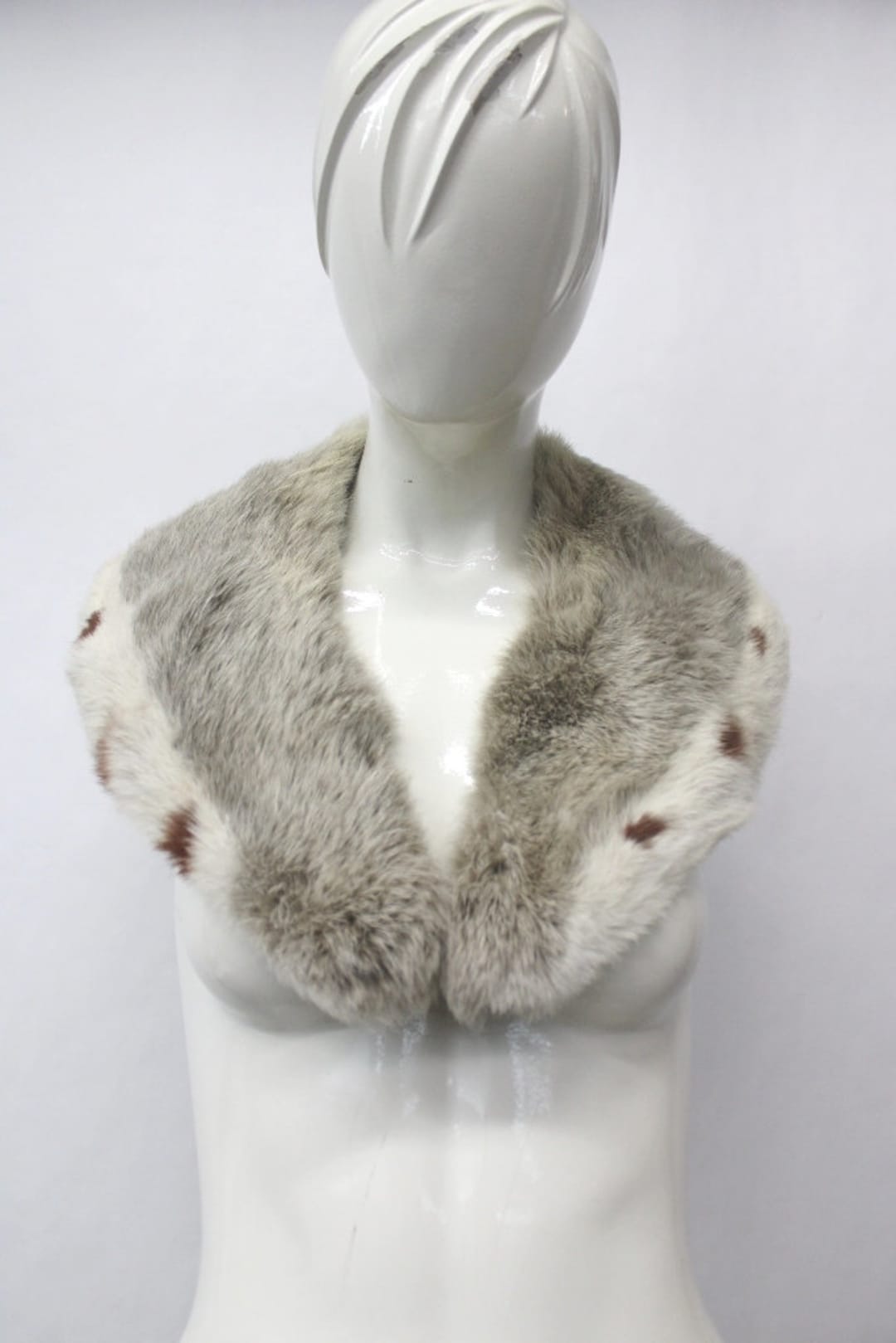 Mint Gray Rabbit Fur Shawl Collar Wrap Women Woman - Etsy