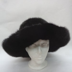 Refurbished New Canadian Black Mink Fur Sombrero Style Hat Large Brim Man Men