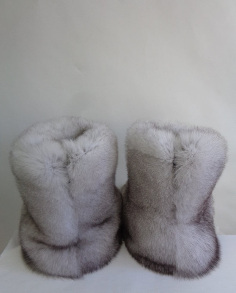 Brand New Norwegian Blue Fox fur Double Sided Socks Room Boots for men women size all custom made image 3