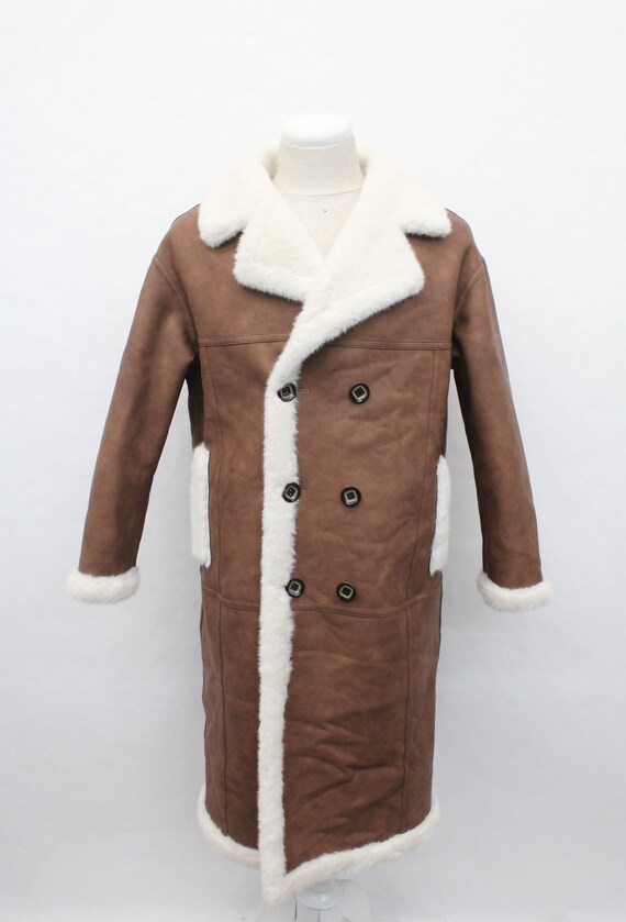 ブラウンレザーコート ファー付き 新品 ブラウン フェイクファー＆レザーコート ジャケット メンズ