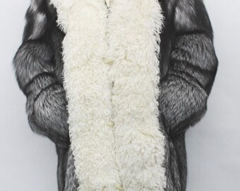 Chaqueta de piel de cordero rizada y zorro plateado a estrenar para hombre Tallas para todos