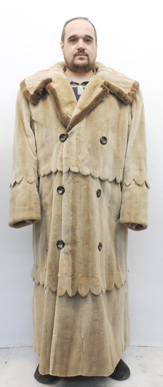 Refurbished New Sheared Pastel Mink Fur Coat Men Man Size 48-50