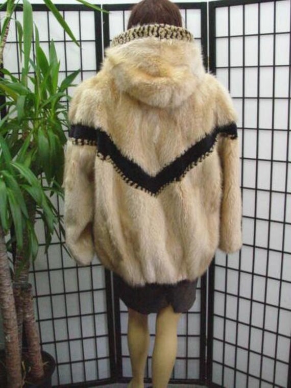 New Yellow Long Haired Beaver Fur Jacket Coat She… - image 4