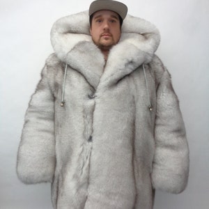 Brand New Norwegian Blue Fox Double Sided Fur Jacket Coat for Men Man ...