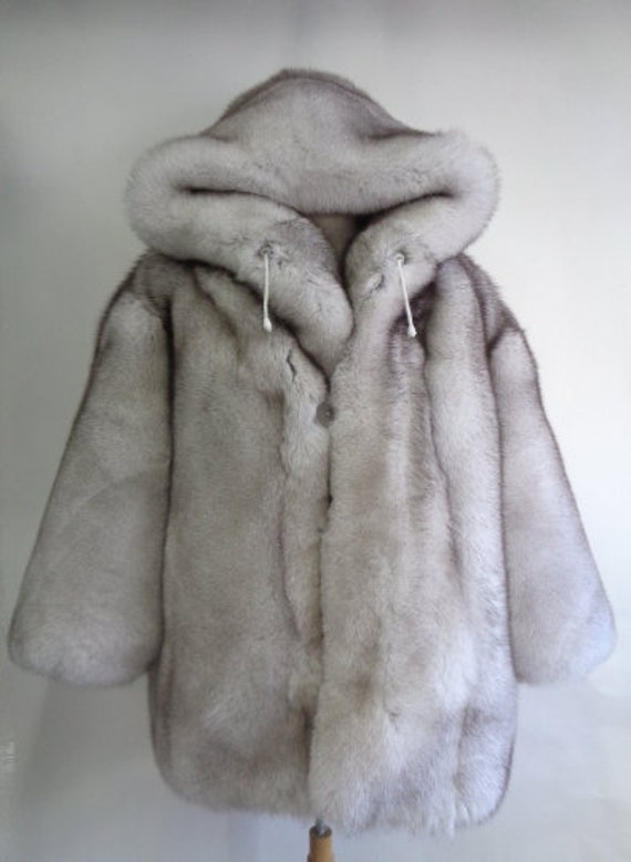 blue fox fur jacket