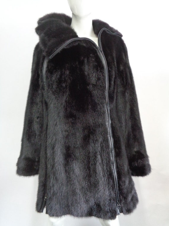 Refurbished New Black Mink Fur Jacket Coat 2 Zippers Woman - Etsy