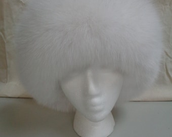 Brand New Natural White Fox & Mink Fur Hat Cap Women Woman Size All