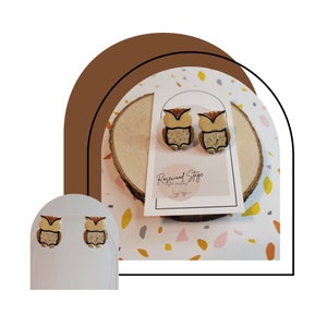 Realistic Owl Earrings - Hand Painted Fall Polymer Clay Earrings