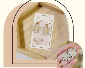 Daisy Earrings - Polymer Clay Daisy Dangles