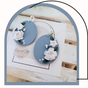 Gardenia Clay Earrings - Flower Polymer Clay Earrings - Ballposts