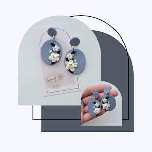 Gardenia Clay Earrings - Flower Polymer Clay Earrings