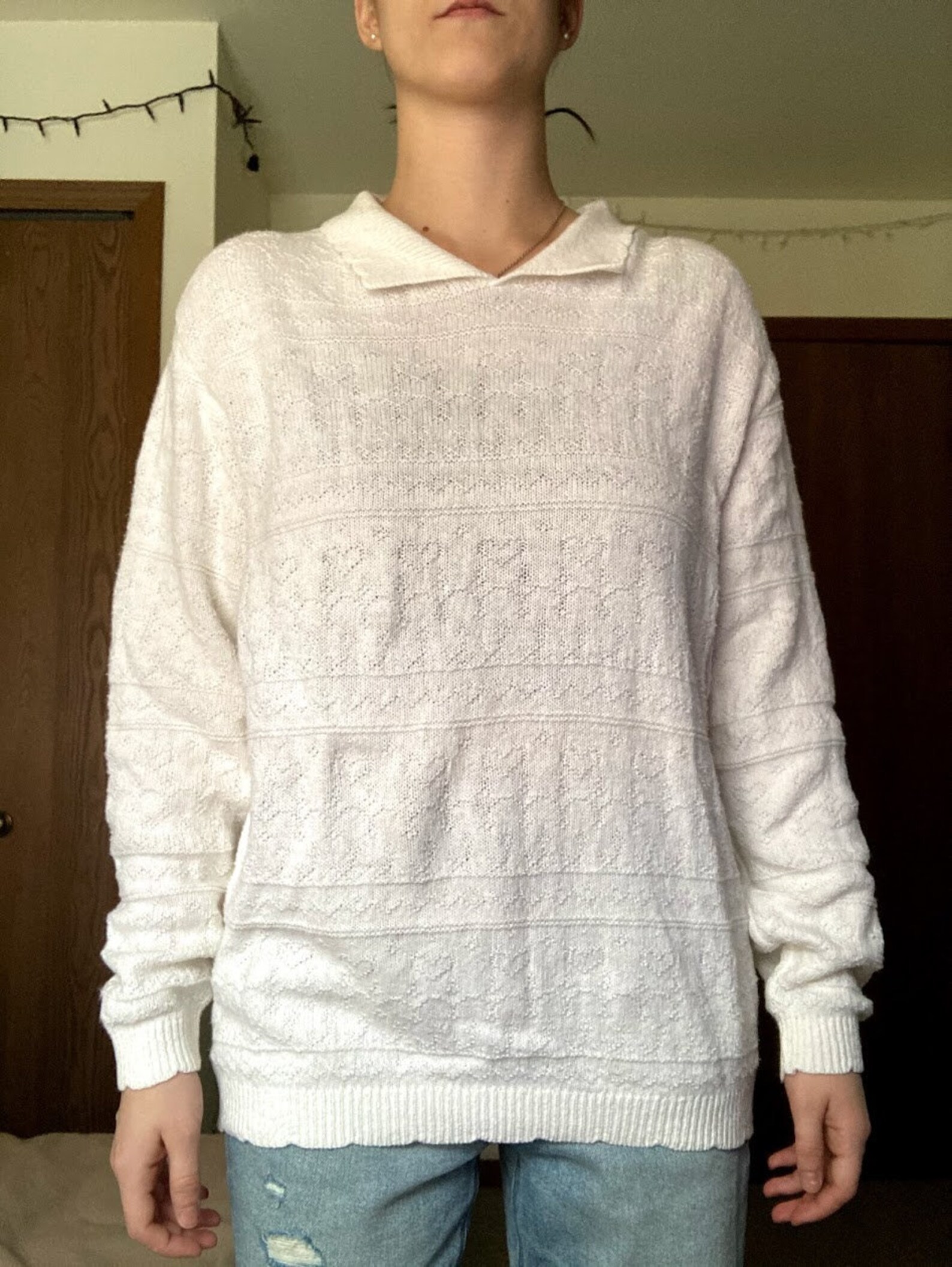 Vintage Knit Sweater With Collar Etsy