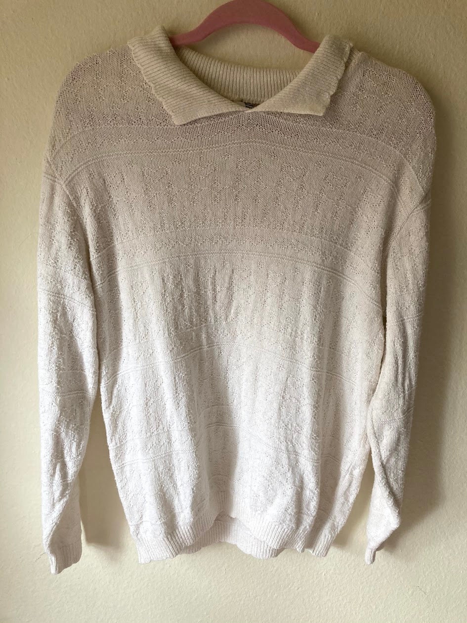 Vintage Knit Sweater With Collar Etsy