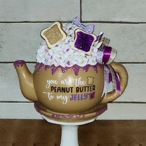 You&#39;re the Peanut Butter to my Jelly Mini Decorative Teapot, PB&J, Classic, Gift, Home Decor, BFF, Tiered Tray, Coffee Bar, Nostalgia, Bread