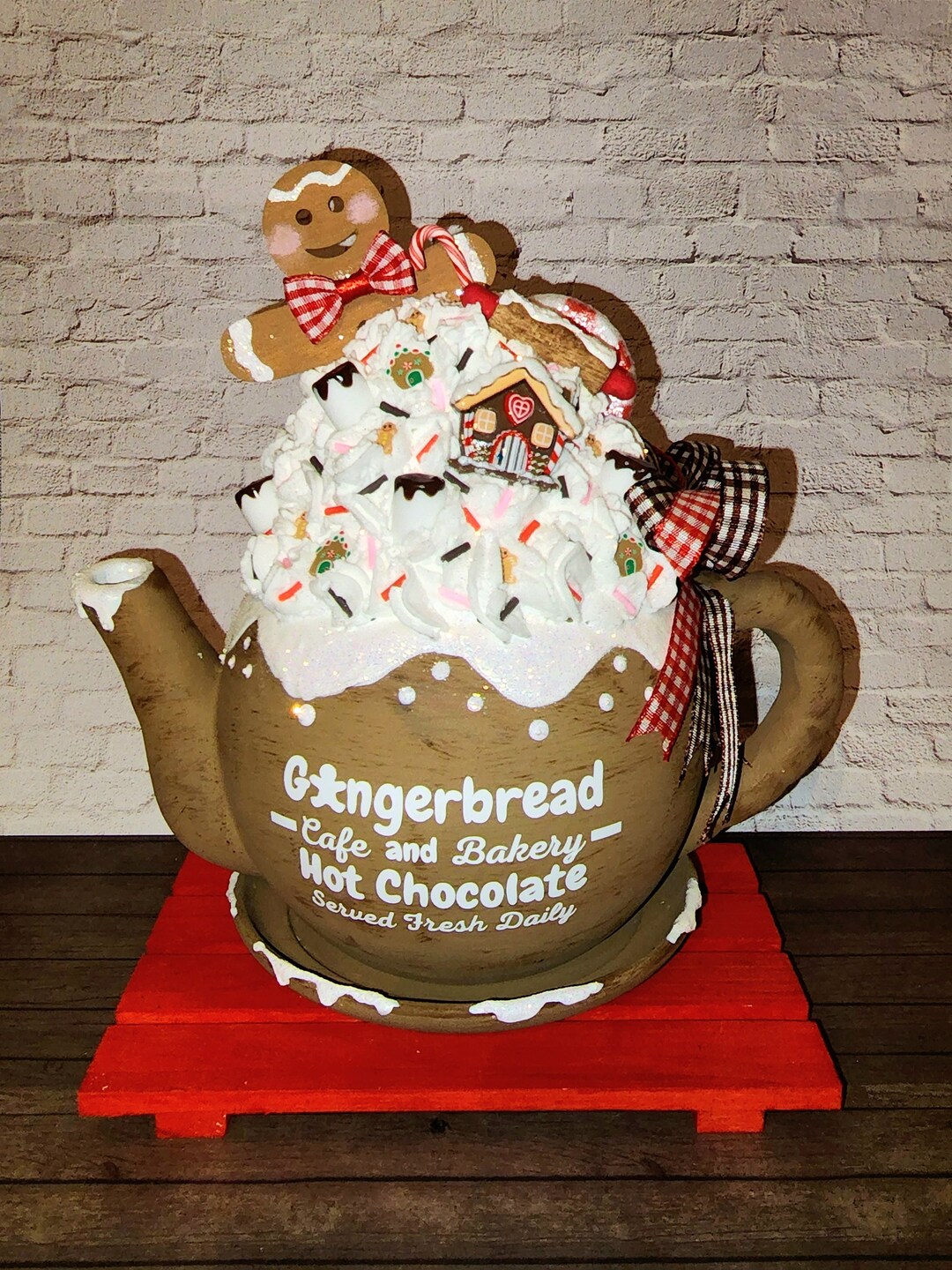Gingerbread Cafe Mini Teapot, Gingerbread, Gingerbread Decor