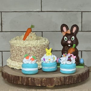 Easter Faux Carrot Cake, Turquoise Easter Macaroons, Chocolate Bunny Set, Easter Tiered Tray Decor, Spring Kitchen Decor, Easter Bunny Decor