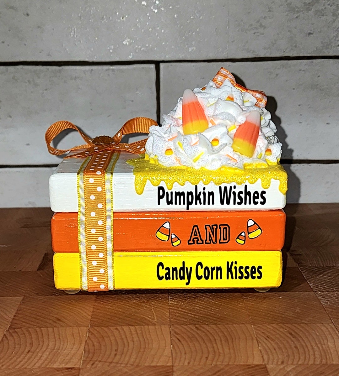 Pumpkin Wishes and Candy Corn Kisses Mini Bookstack, Candy Corn