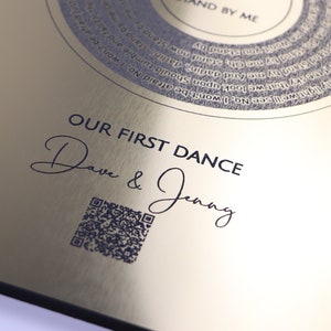 First Dance Anniversary Gift . Metalized Wall Art . Wedding Song Lyrics . Aluminum 10 years Anniversary . Custom Personalized image 6