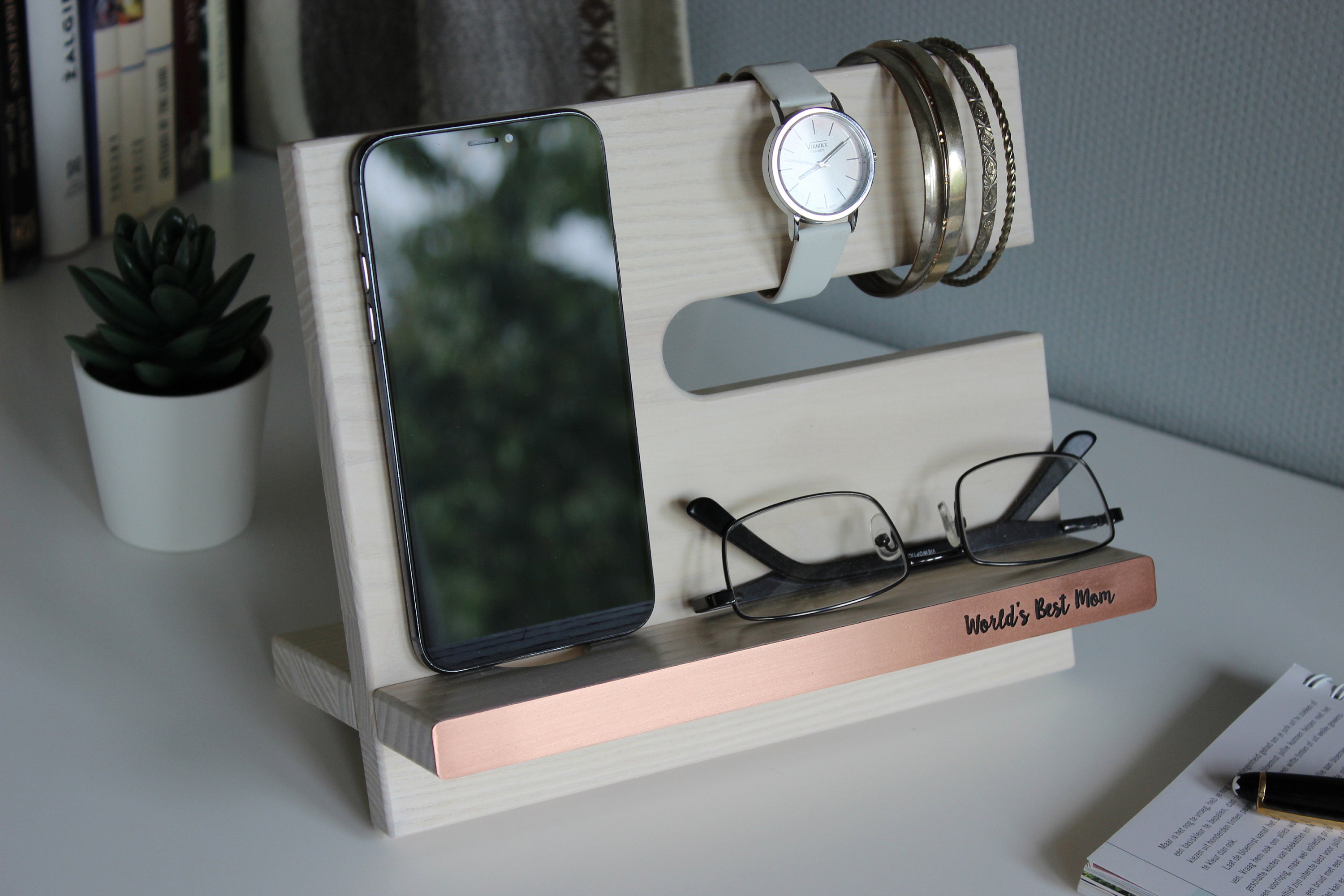 Personalized Wood Docking Station with Custom Engraved Name Etsy