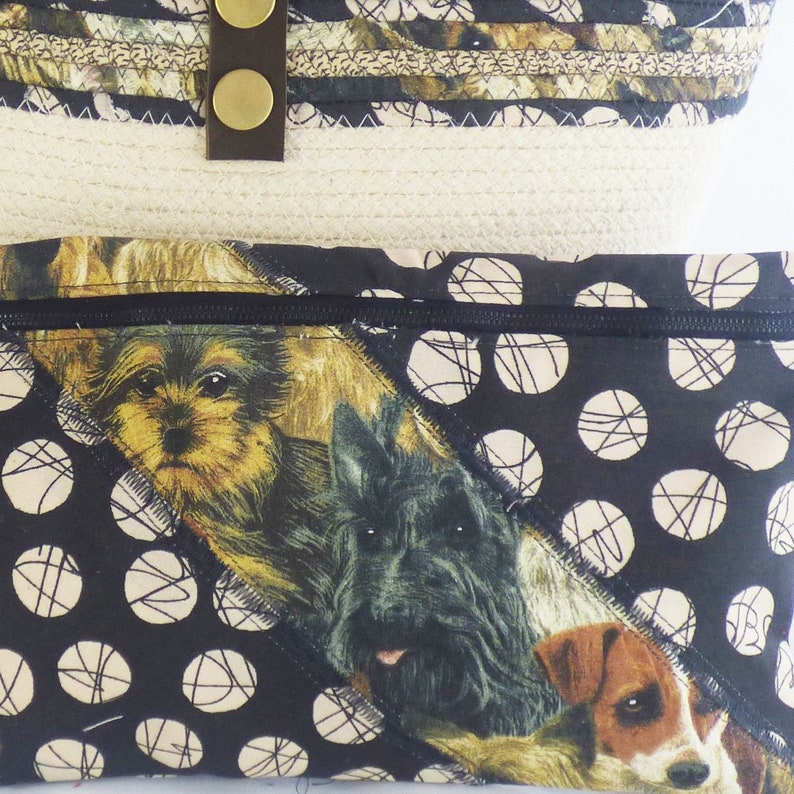 ON SALE Black Brown and Natural Coiled Fabric Tote Purse Shopping Tote ships free! Travel Carryon Beach Bag Tablet Tote