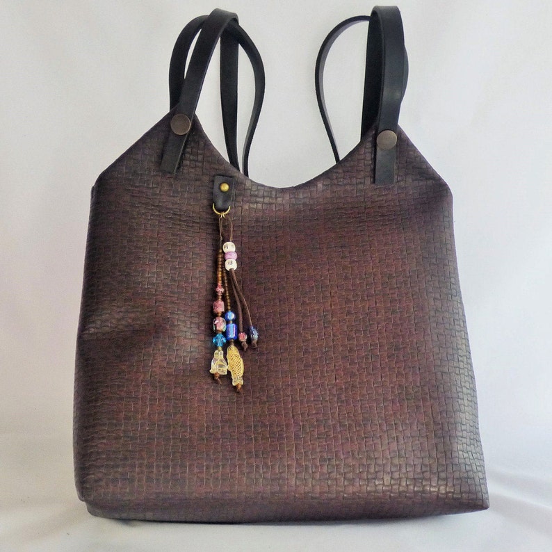 Basketweave Vegan Leather Tote