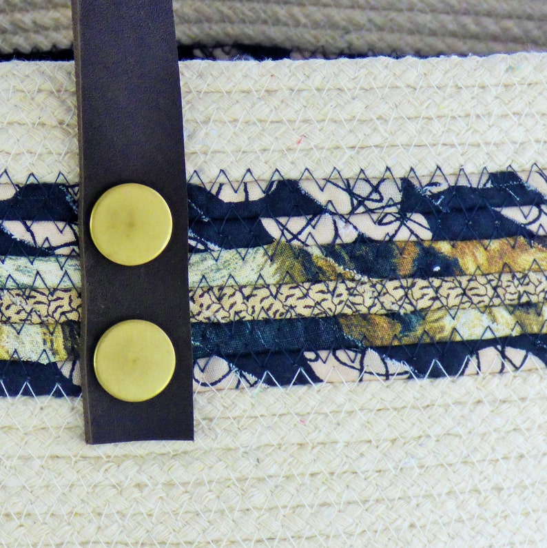 ON SALE Black Brown and Natural Coiled Fabric Tote Purse Shopping Tote ships free! Travel Carryon Beach Bag Tablet Tote