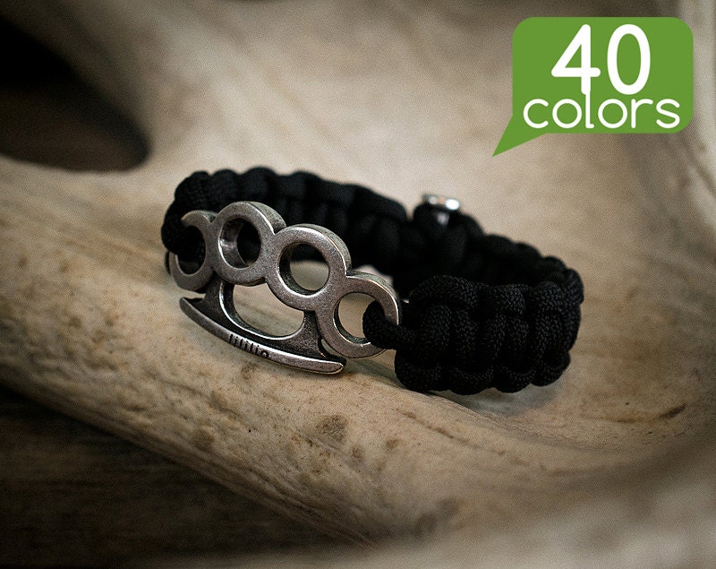 Black paracord bracelet Black cuff bracelet with unique and Etsy